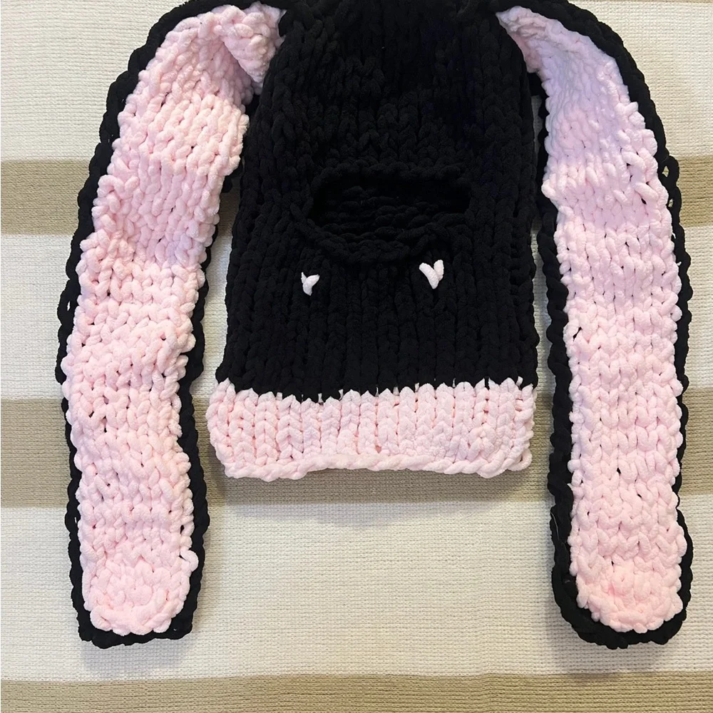 Knit bunny ski mask